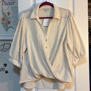 Nordstrom Chenault Cream Overlap Blouse